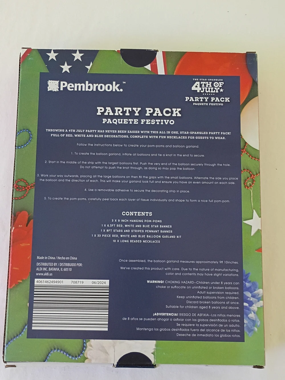 Pembrook 4th of July Party Pack - Red, White & Blue Decorations (48 Pieces)
